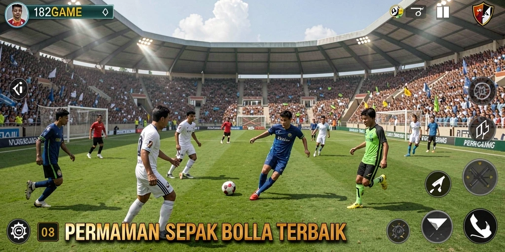 Tampilan gameplay menegangkan dalam 182GAME yang menyajikan sepak bola sejati.