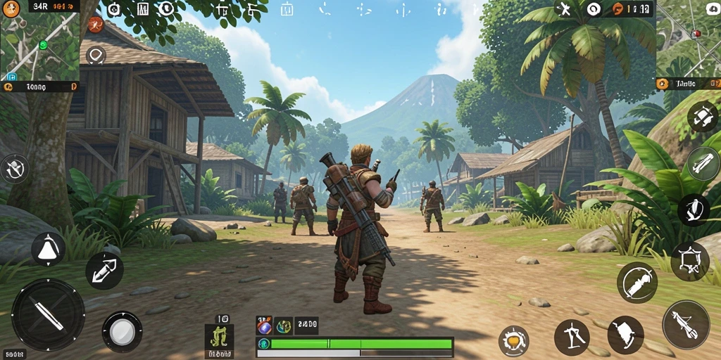 Screenshot menunjukkan aksi seru dalam dunia terbuka 34R.