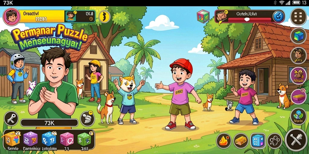 Tampilan menarik dari gameplay Puzzle di 73K.