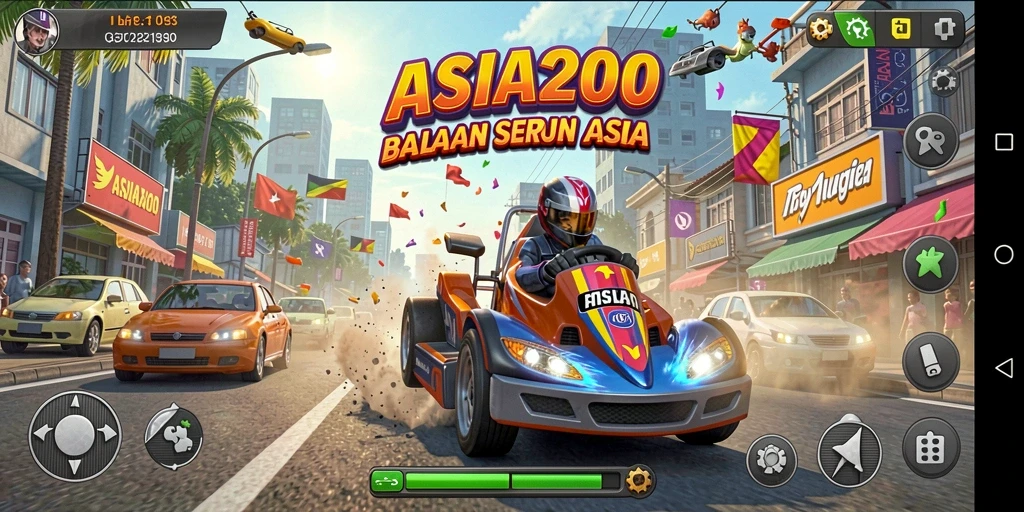 Gameplay balapan seru di ASIA200 dengan mobil cepat.