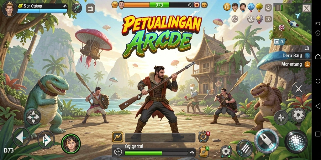 Screenshot menunjukkan aksi seru dalam gameplay D73 yang menantang.