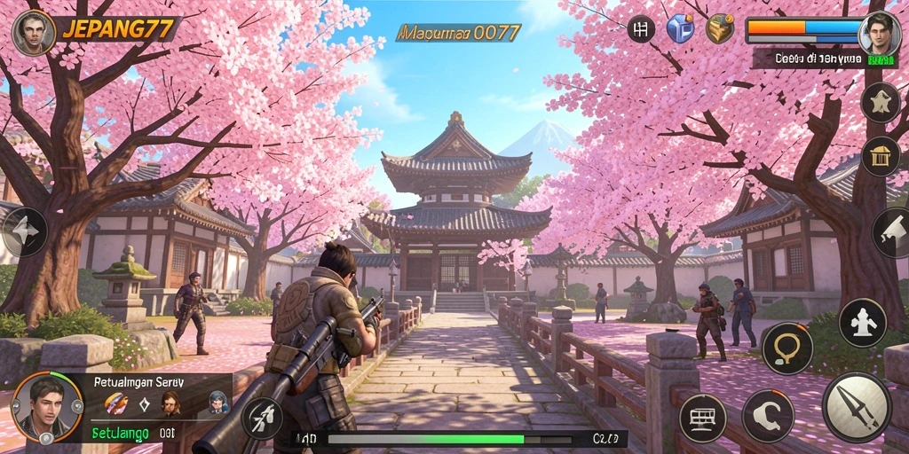 Tampilan gameplay <strong>JEPANG77</strong> yang seru dengan pemandangan indah di Jepang.