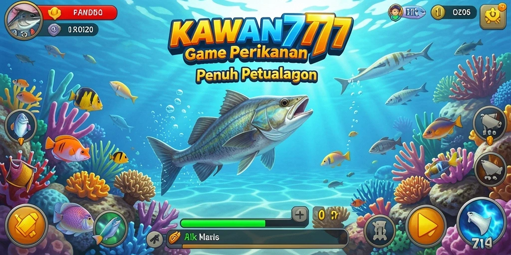 Tampilan gameplay seru di <strong>KAWAN777</strong> saat menangkap ikan.