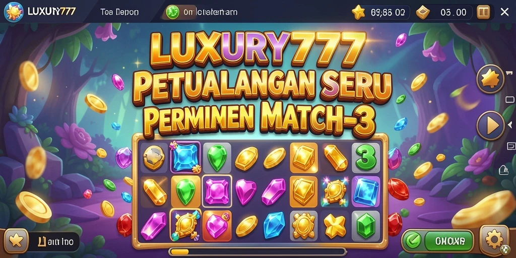 Screenshot menampilkan gameplay seru dari LUXURY777 dengan tantangan Match-3.