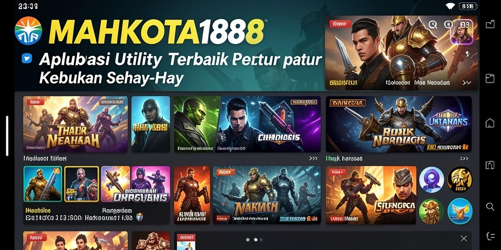 Tampilan aplikasi MAHKOTA188 dengan berbagai fitur Utility.