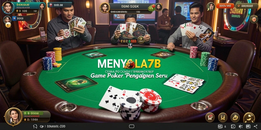 Tampilan utama gameplay Poker dalam MENYALA78 yang menarik dan interaktif.