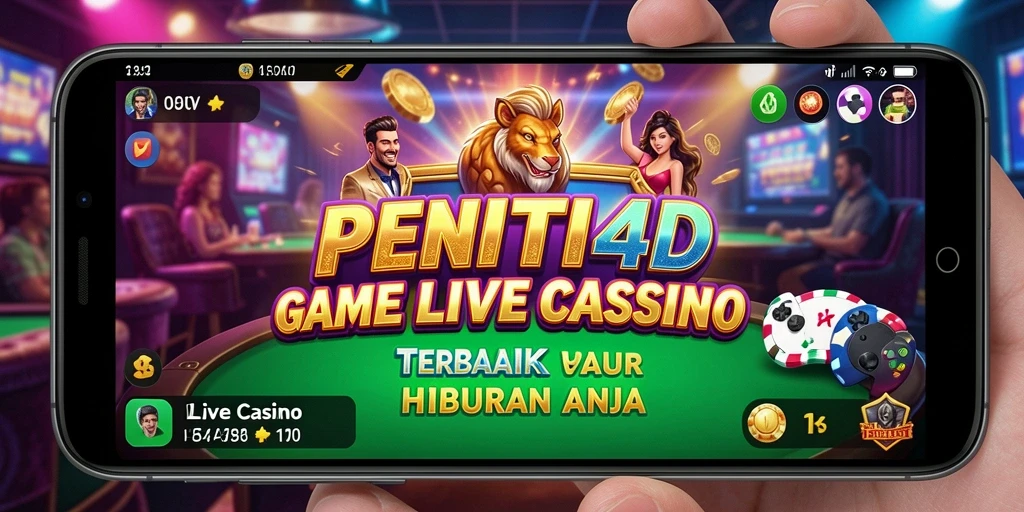 Screenshot gameplay PENITI4D menampilkan dealer langsung dan suasana kasino.