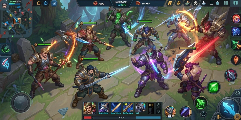 Gameplay seru dan menegangkan di ROBINTOGEL saat bertarung di arena.