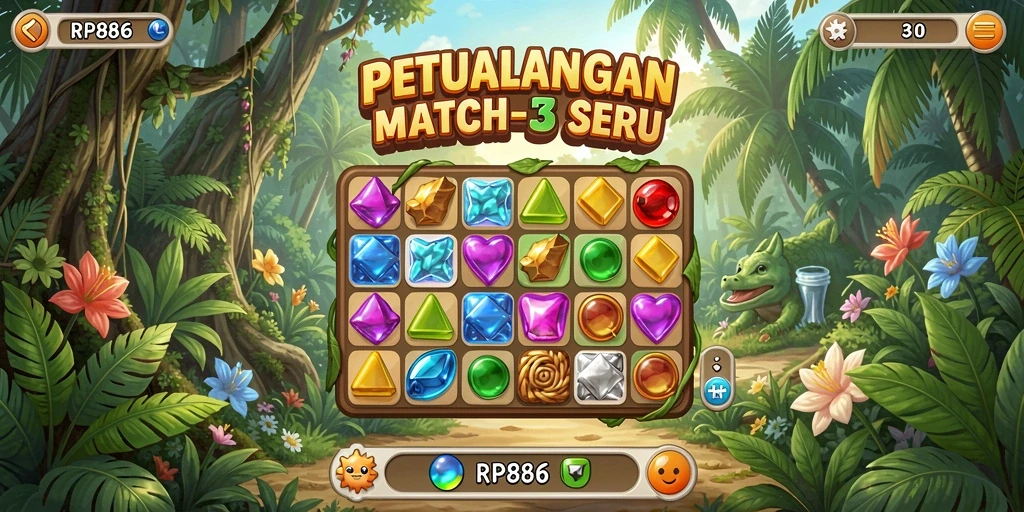 Tampilan menarik dari gameplay dalam RP886 Match-3.