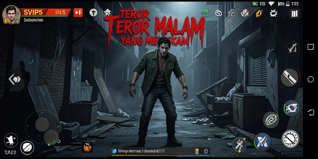 Screenshot gameplay SVIP5 menampilkan suasana yang menyeramkan dan menegangkan.