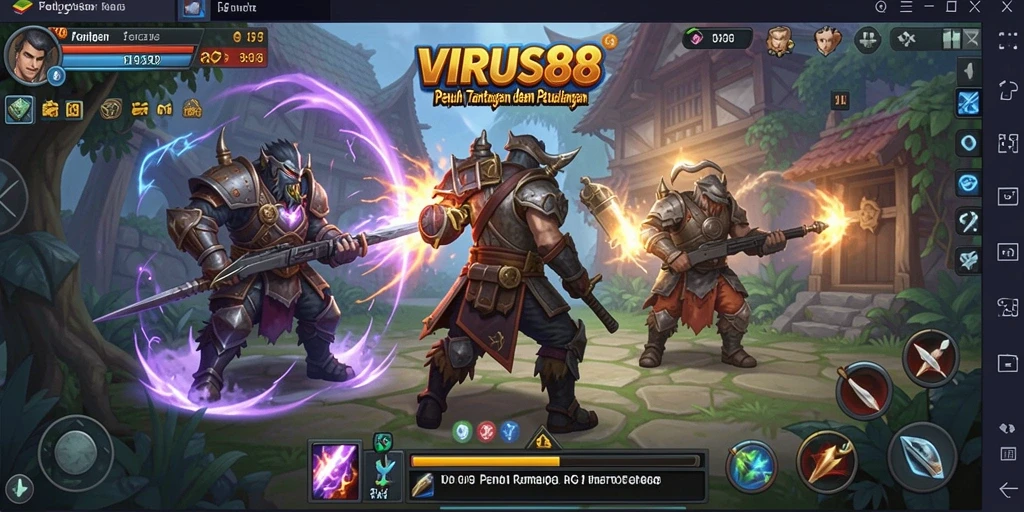 Tampilan seru permainan RPG dengan pertarungan dan eksplorasi.