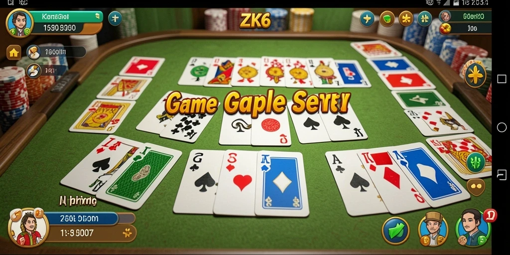 Screenshot gameplay ZK6 dengan suasana Gaple yang menarik.